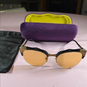 Gucci Gold and Black Sunglasses